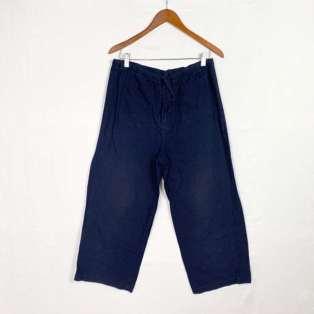 Trovata Birds Of Paradis Linen‎ Blend Navy Wide Leg Trouser Size Medium